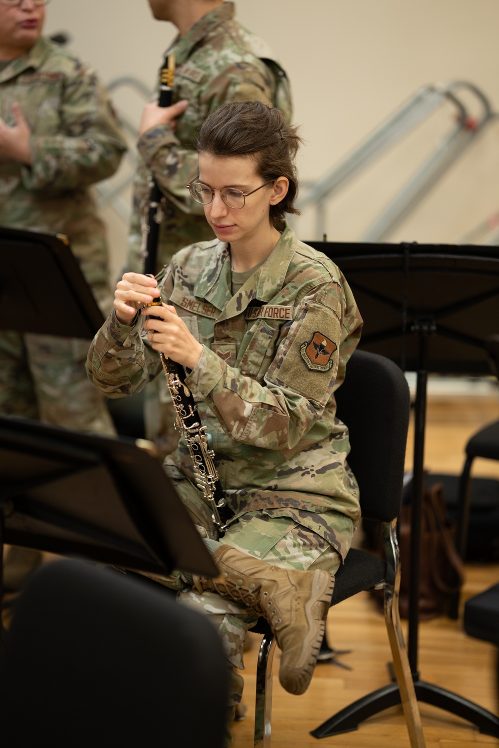 The United States Air Force Band of the West reherses for Holiday in Blue.