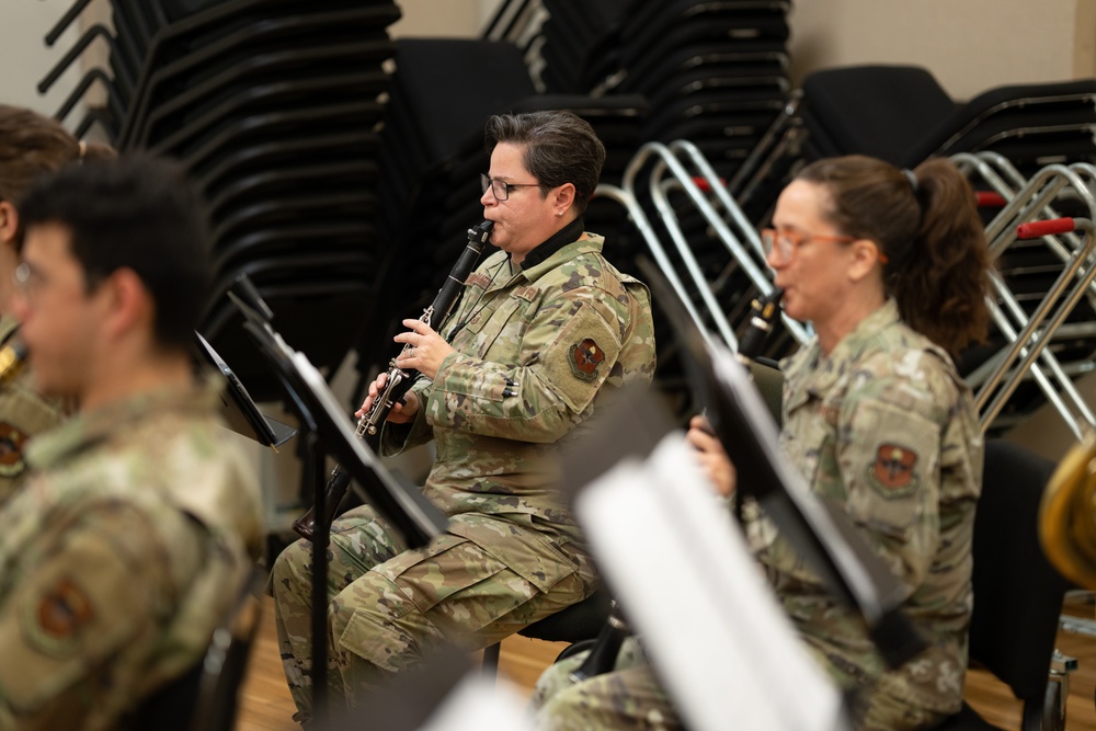 The United States Air Force Band of the West reherses for Holiday in Blue.