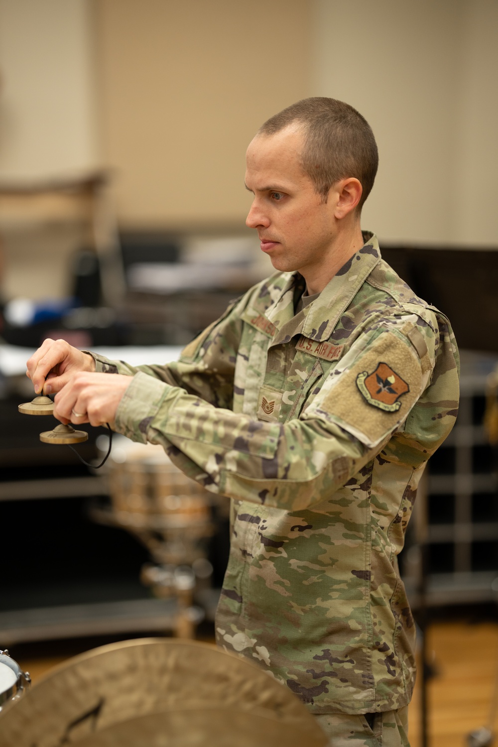 The United States Air Force Band of the West reherses for Holiday in Blue.