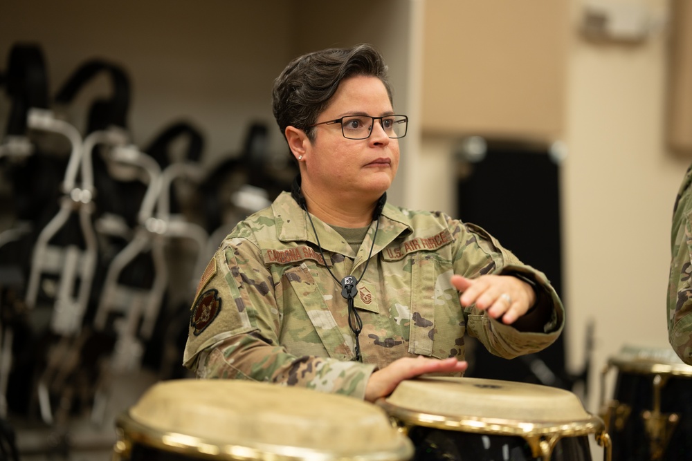 The United States Air Force Band of the West reherses for Holiday in Blue.