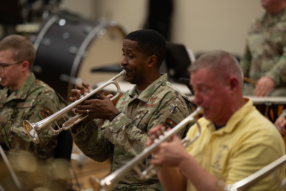 The United States Air Force Band of the West reherses for Holiday in Blue.