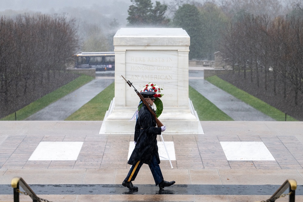 Tomb Guard Walks the Mat in the Rain