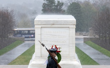 Tomb Guard Walks the Mat in the Rain