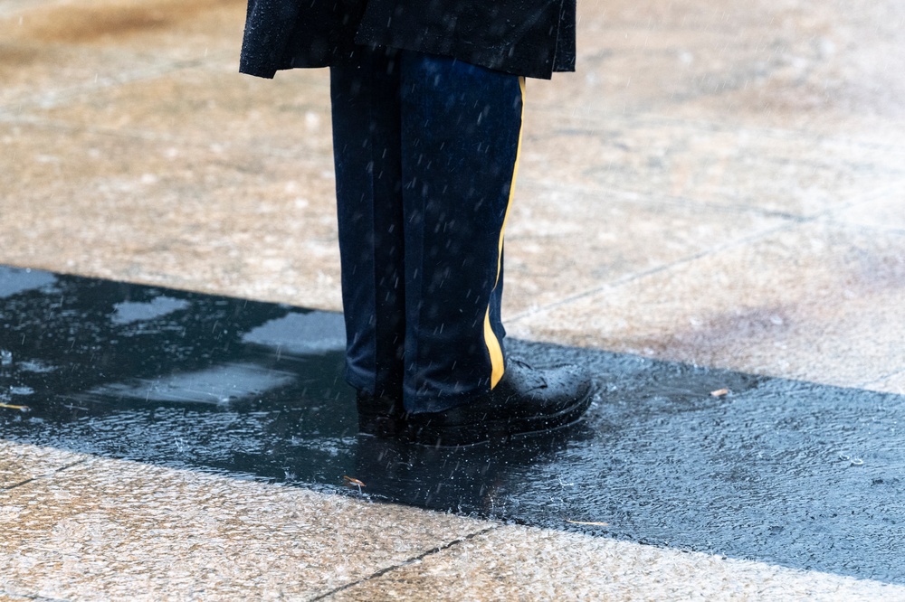 Tomb Guard Walks the Mat in the Rain