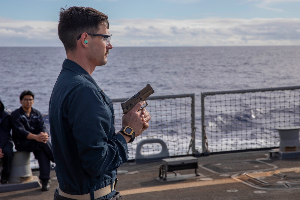 USS Spruance conducts small-arms live-fire exercise