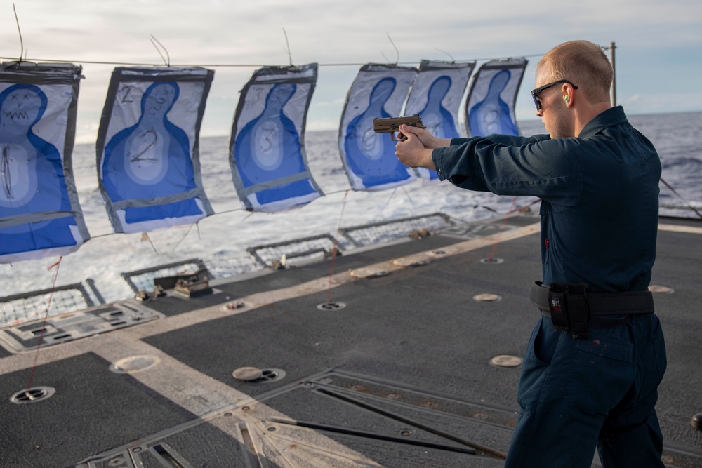 USS Spruance conducts small-arms live-fire exercise