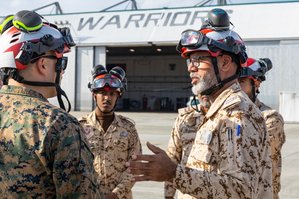 U.S. Marines with HMLA-167 welcome Royal Bahraini Air Force personnel