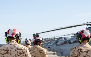 U.S. Marines with HMLA-167 welcome Royal Bahraini Air Force personnel