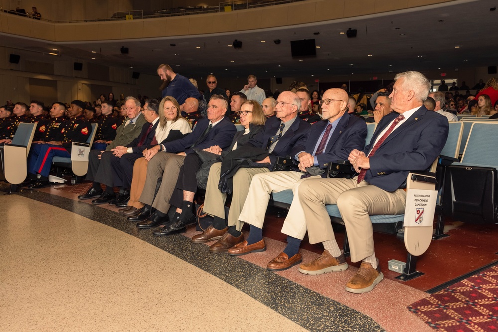 Former Marine Security Guards are awarded by the Sergeant Major of the Marine Corps