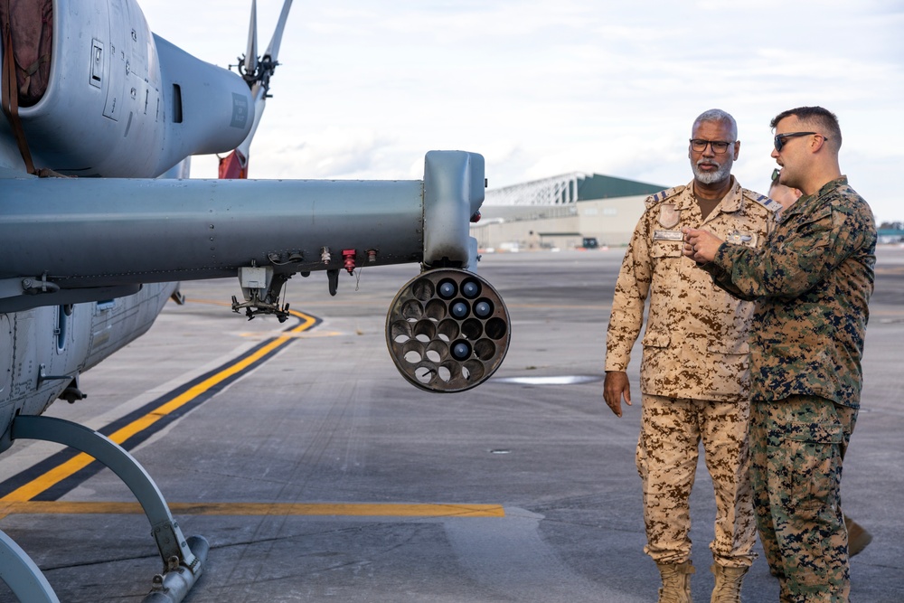 U.S. Marines with HMLA-167 welcome Royal Bahraini Air Force personnel