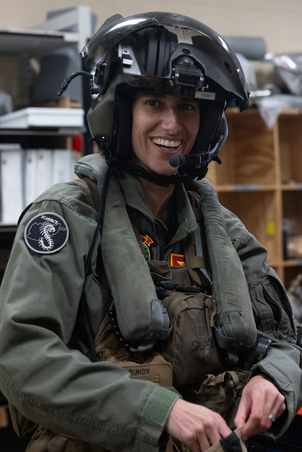 NASA Astronaut Lt. Col. Jasmin Moghbeli reunites with HMLA-367 “Scarface”