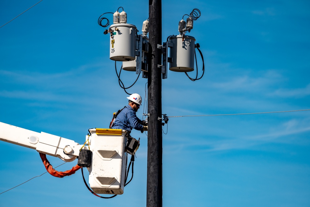 Utility pole construction at Fort Sam Houston