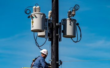 Utility pole construction at Fort Sam Houston