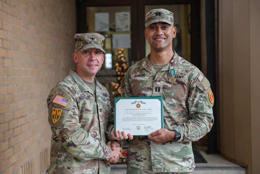 Cpt. Andrew Quintero Award Ceremony and Pfc. Valenzuela Promotion Ceremony