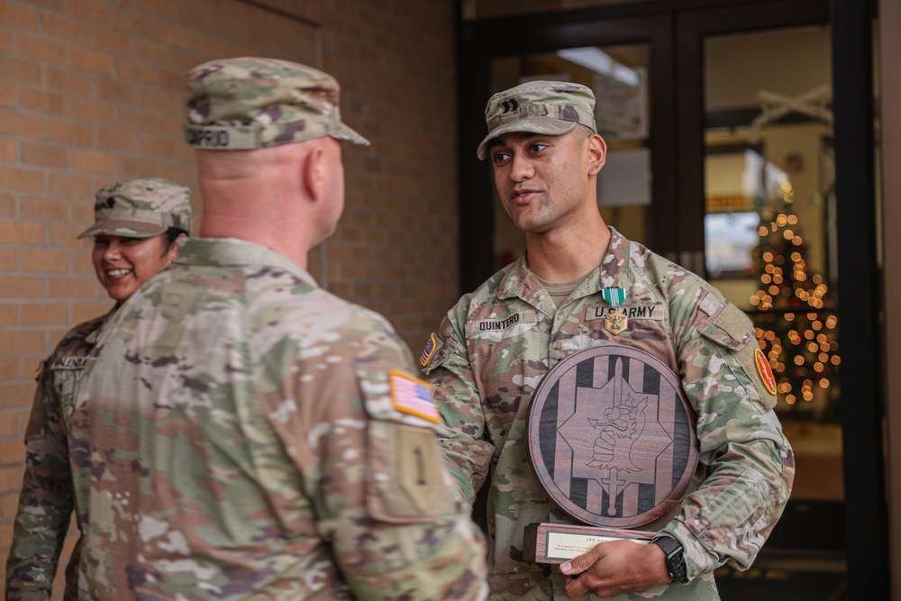 Cpt. Andrew Quintero Award Ceremony and Pfc. Valenzuela Promotion Ceremony