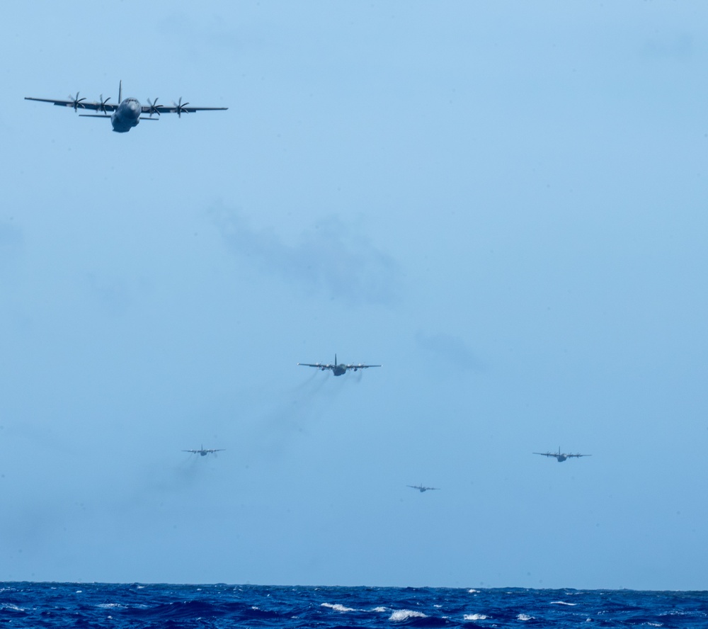 Multinational aircrews drop practice bundles during OCD24 interfly