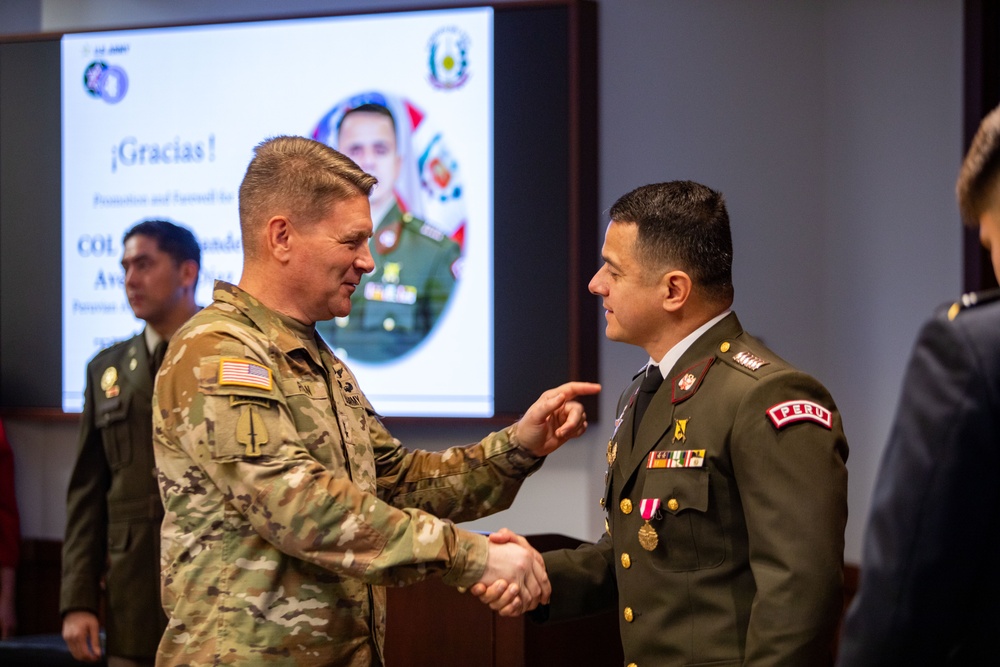 US Army South Peruvian Partner Nation Liaison Officer is Promoted to Colonel and Bids Farewell to the Unit