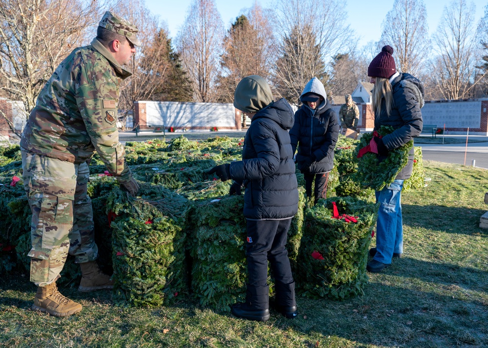 104th Fighter Wing volunteers with Wreaths Across America