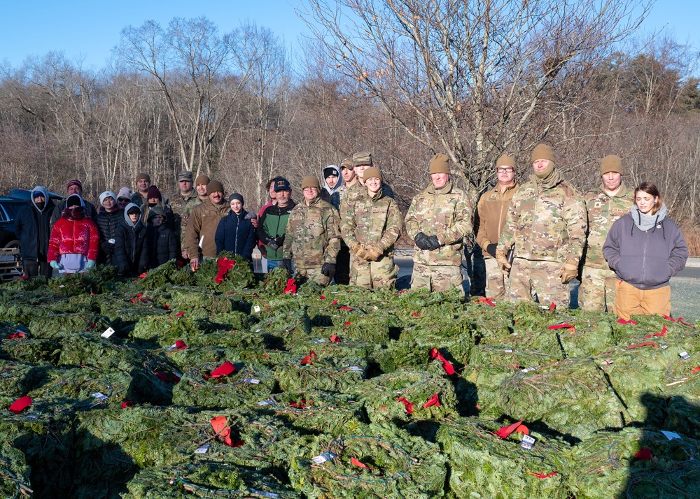 104th Fighter Wing volunteers with Wreaths Across America