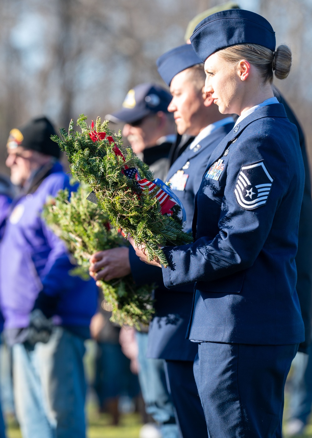 104th Fighter Wing volunteers with Wreaths Across America