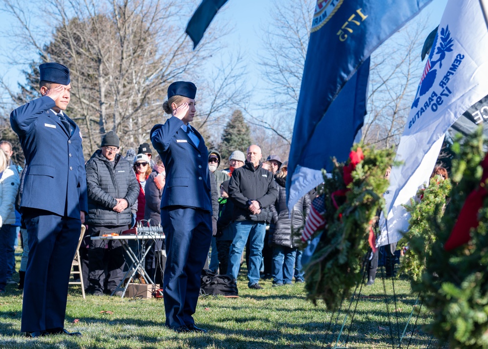 104th Fighter Wing volunteers with Wreaths Across America