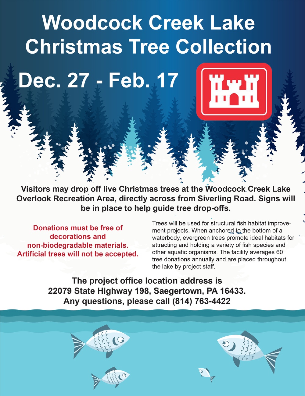 Army Corps to collect Christmas trees at Woodcock Creek Lake