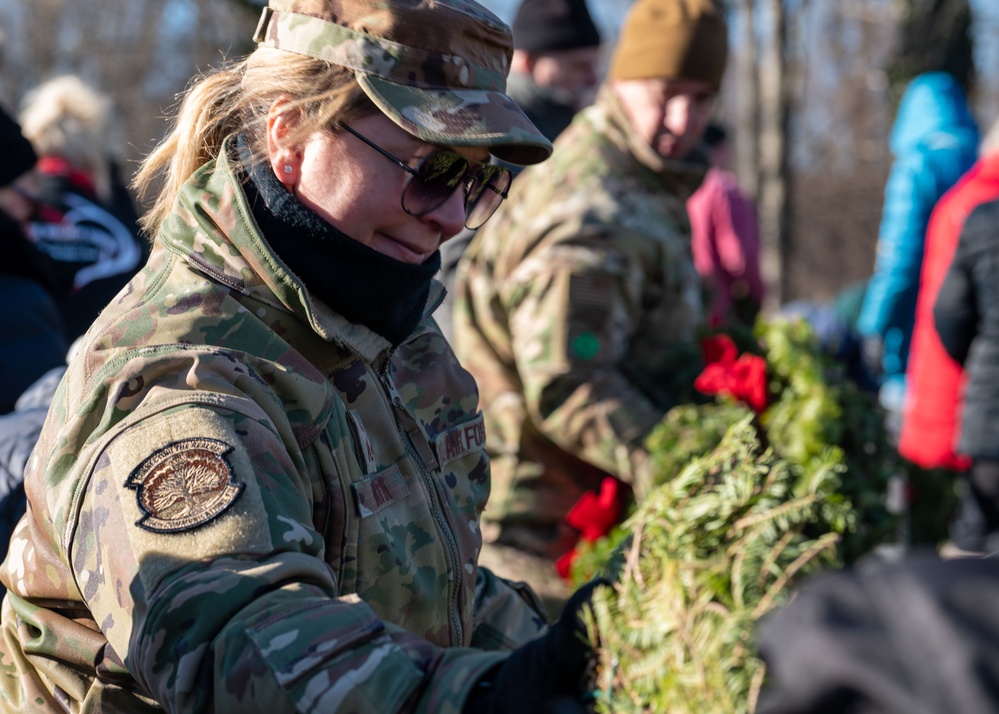 104th Fighter Wing volunteers with Wreaths Across America