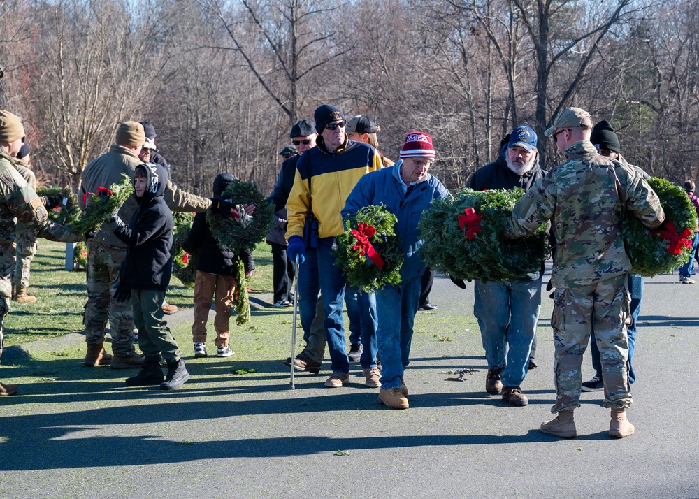 104th Fighter Wing volunteers with Wreaths Across America