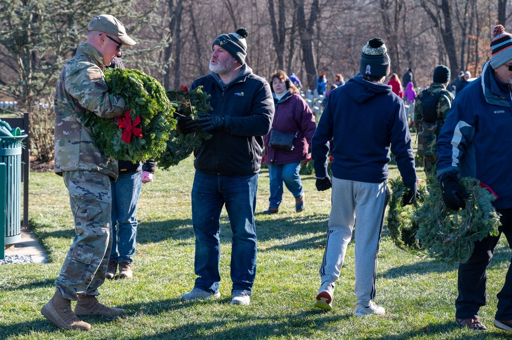 104th Fighter Wing volunteers with Wreaths Across America