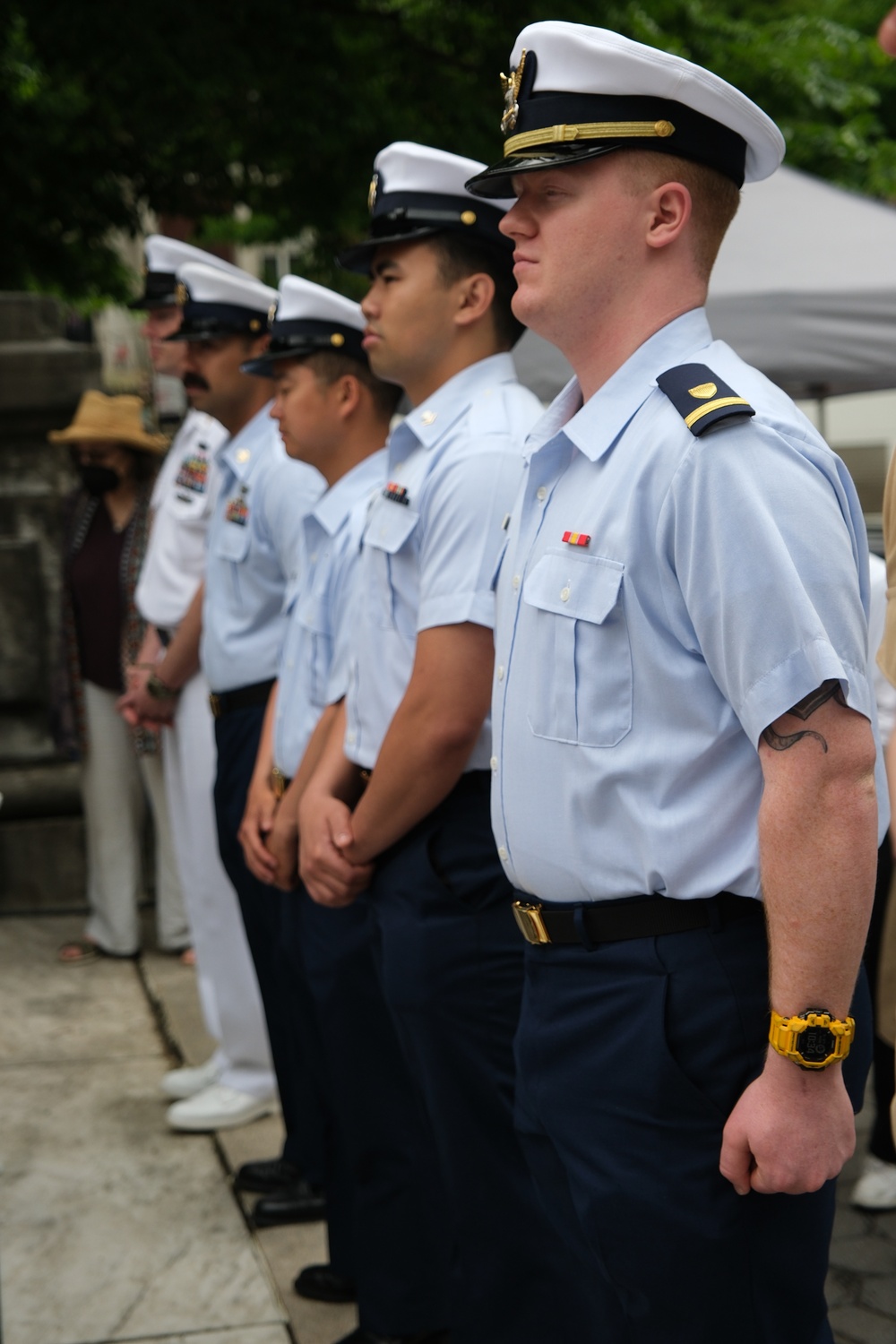 Coast Guard members participate in Memorial Day service