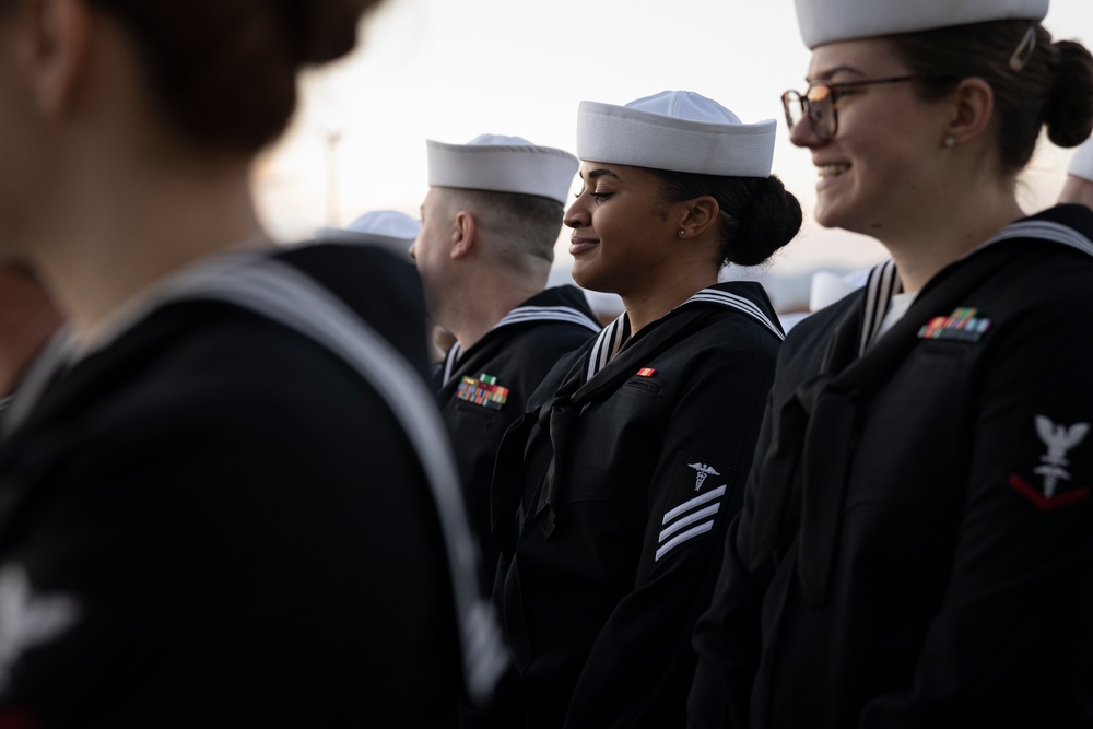 Robert E. Bush Naval Hospital conducts command dress blue inspection