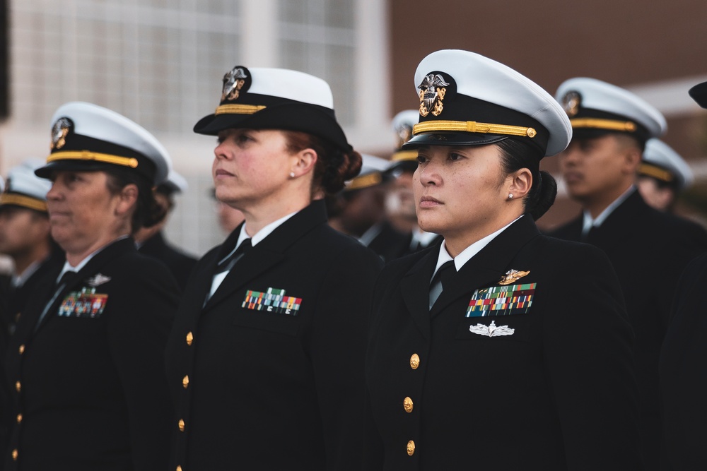 Robert E. Bush Naval Hospital conducts command dress blue inspection