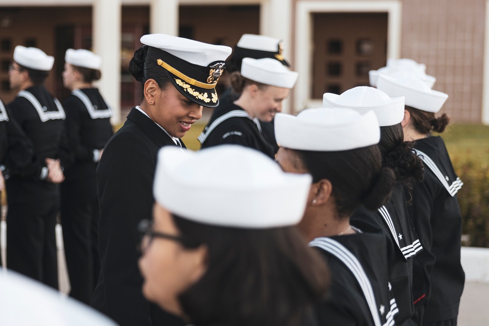 Robert E. Bush Naval Hospital conducts command dress blue inspection