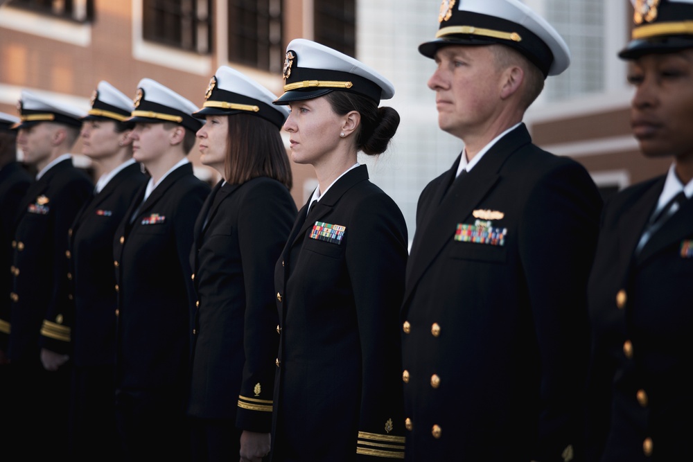 Robert E. Bush Naval Hospital conducts command dress blue inspection