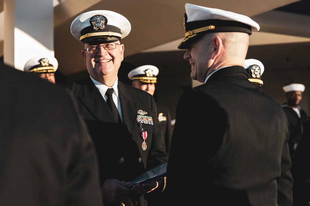 Robert E. Bush Naval Hospital conducts command dress blue inspection