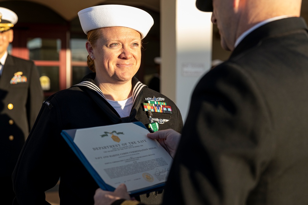 Robert E. Bush Naval Hospital conducts command dress blue inspection