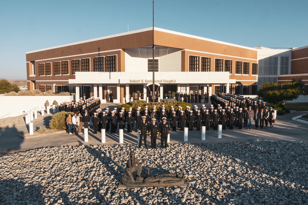 Robert E. Bush Naval Hospital conducts command dress blue inspection