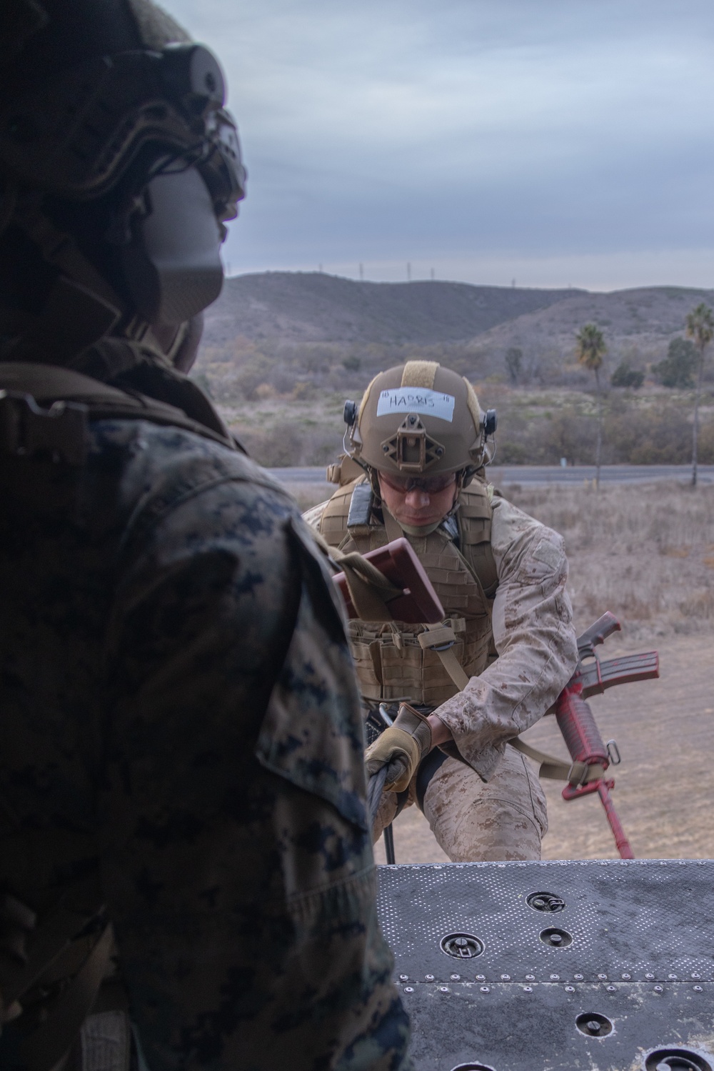 Marines conduct Helicopter Rope Suspension Techniques course with EOTG