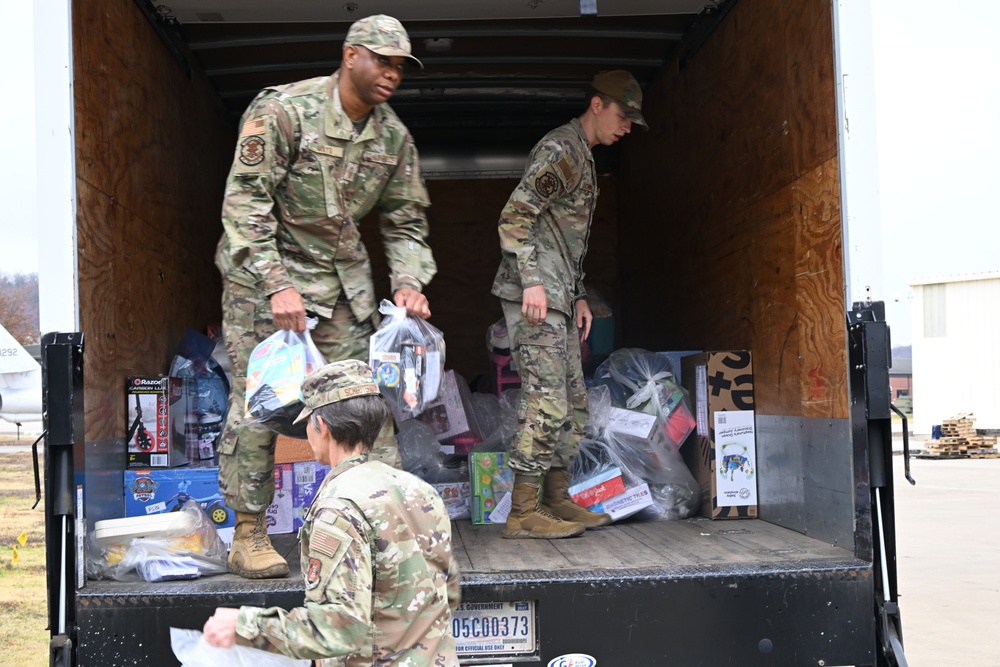 The 188th Wing Airmen collect toys for local foster children