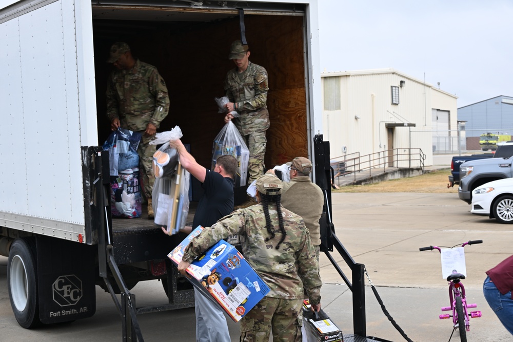 The 188th Wing Airmen collect toys for local foster children