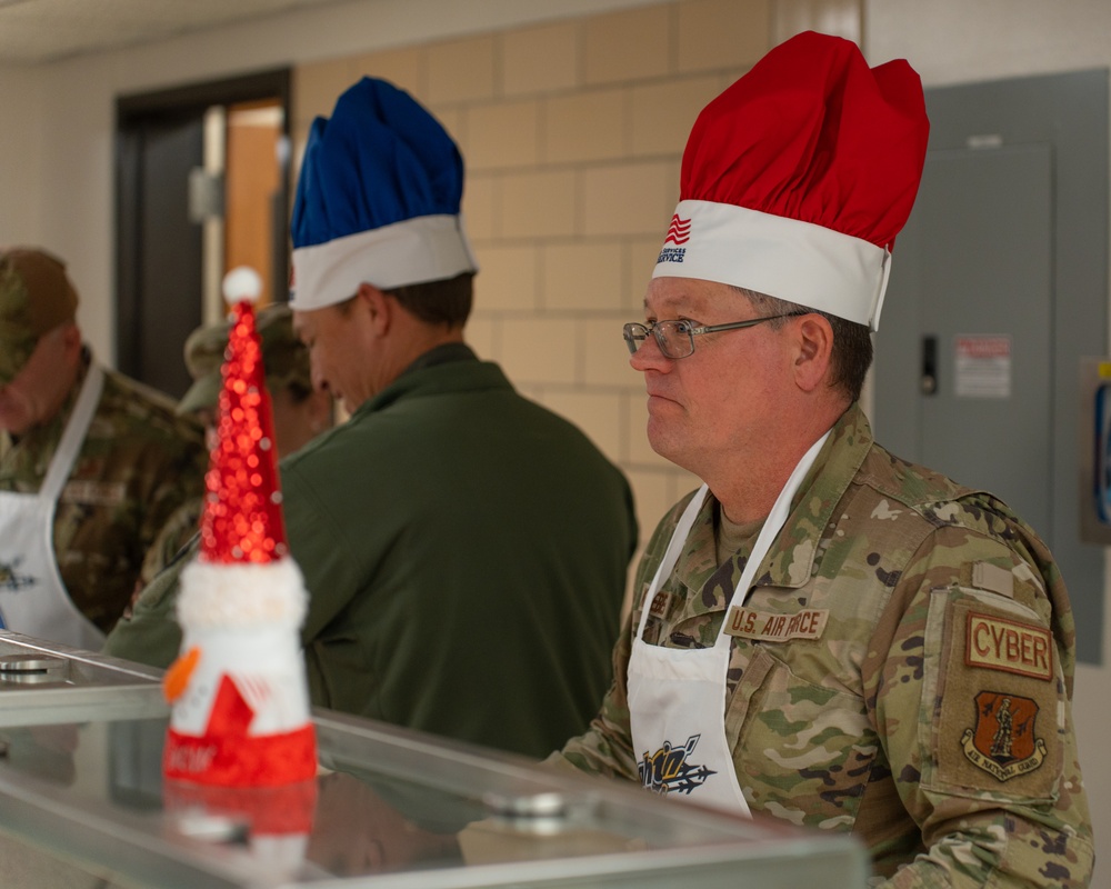 114th Fighter Wing leadership serve holiday meal to Airmen