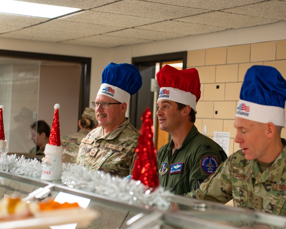 114th Fighter Wing leadership serve holiday meal to Airmen