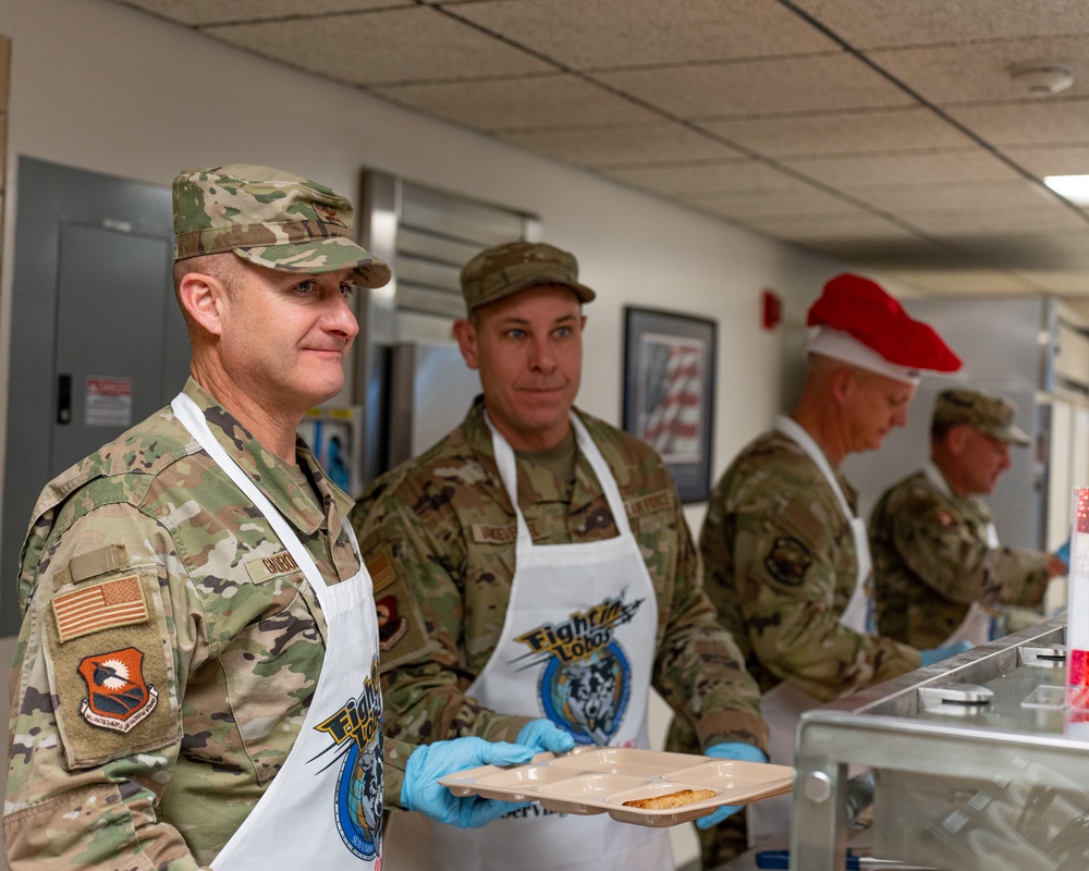 114th Fighter Wing leadership serve holiday meal to Airmen