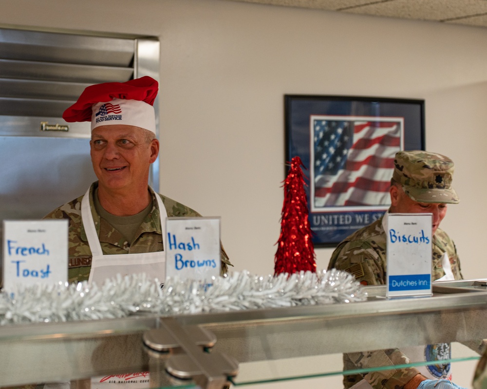 114th Fighter Wing leadership serve holiday meal to Airmen