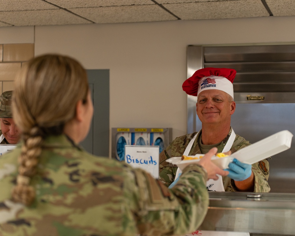 114th Fighter Wing leadership serve holiday meal to Airmen