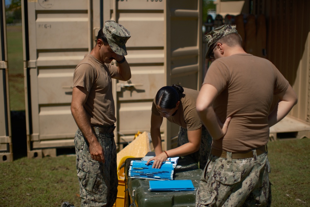 Seabees from NMCB-3 and NMCB-5 Detachment Yap RIP/TOA operations.