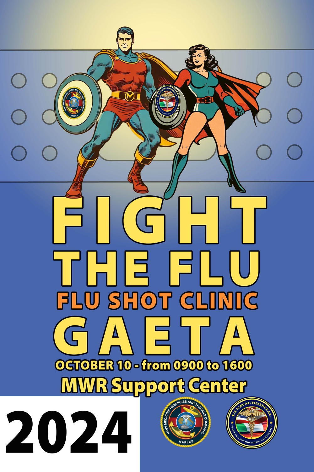 U.S. Naval Hospital Naples 2024 Fight the Flu Campaign Posters