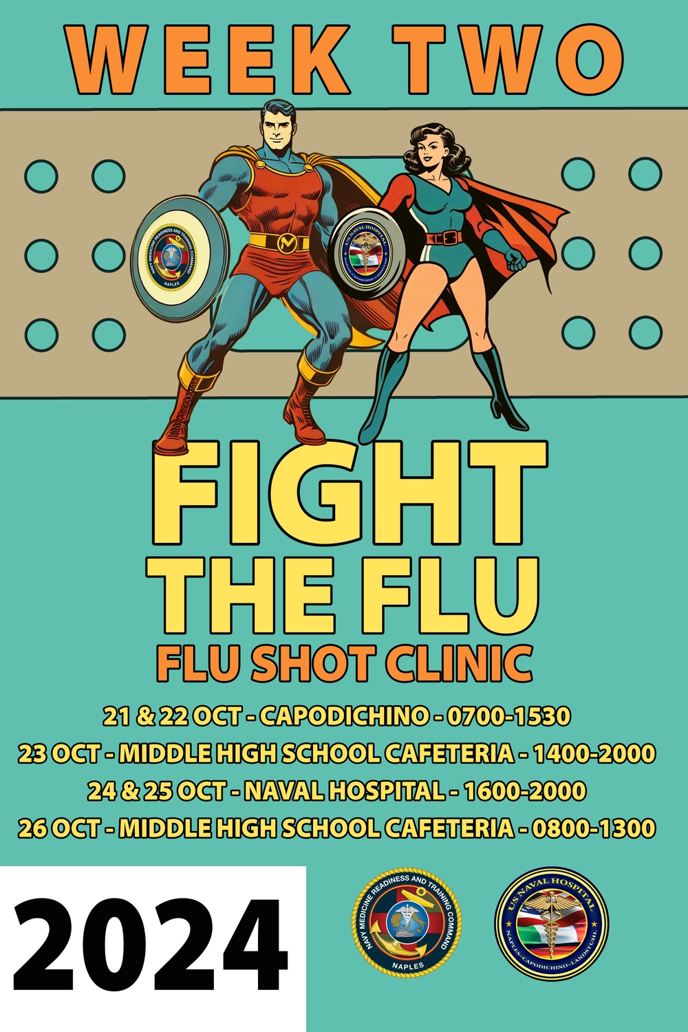 U.S. Naval Hospital Naples 2024 Fight the Flu Campaign Posters