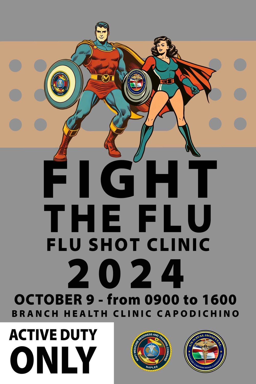 U.S. Naval Hospital Naples 2024 Fight the Flu Campaign Posters