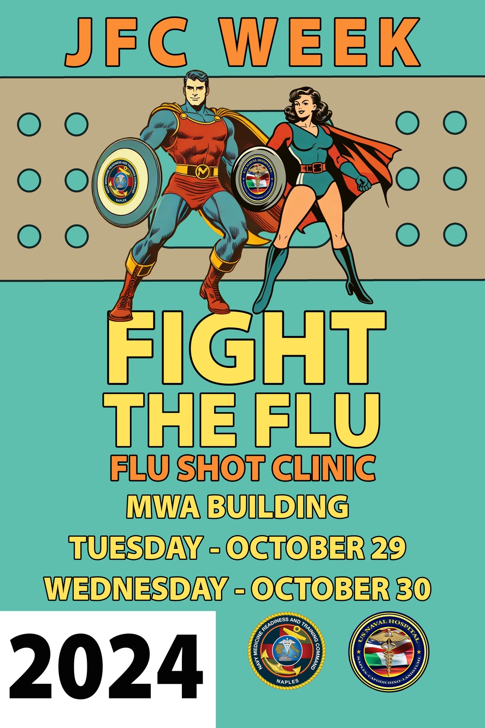 U.S. Naval Hospital Naples 2024 Fight the Flu Campaign Posters